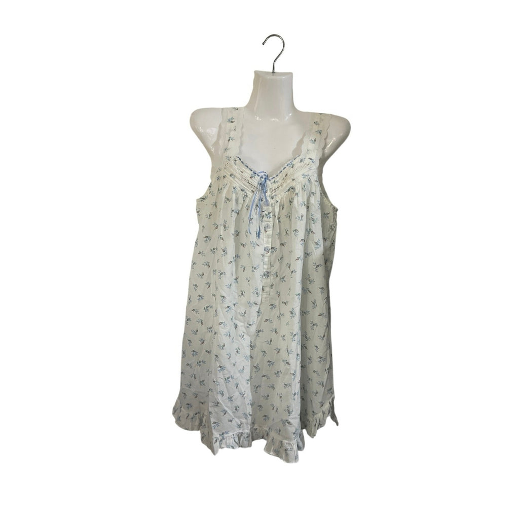 Vintage Eileen West Sleeveless Floral Chemise Nightgown SZ M Sleepwear Pajamas