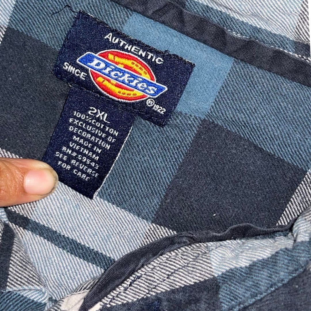 Dickies Mens Long sleeve Button Down Plaid Flannel Shirt Size 2XL Big and Tall