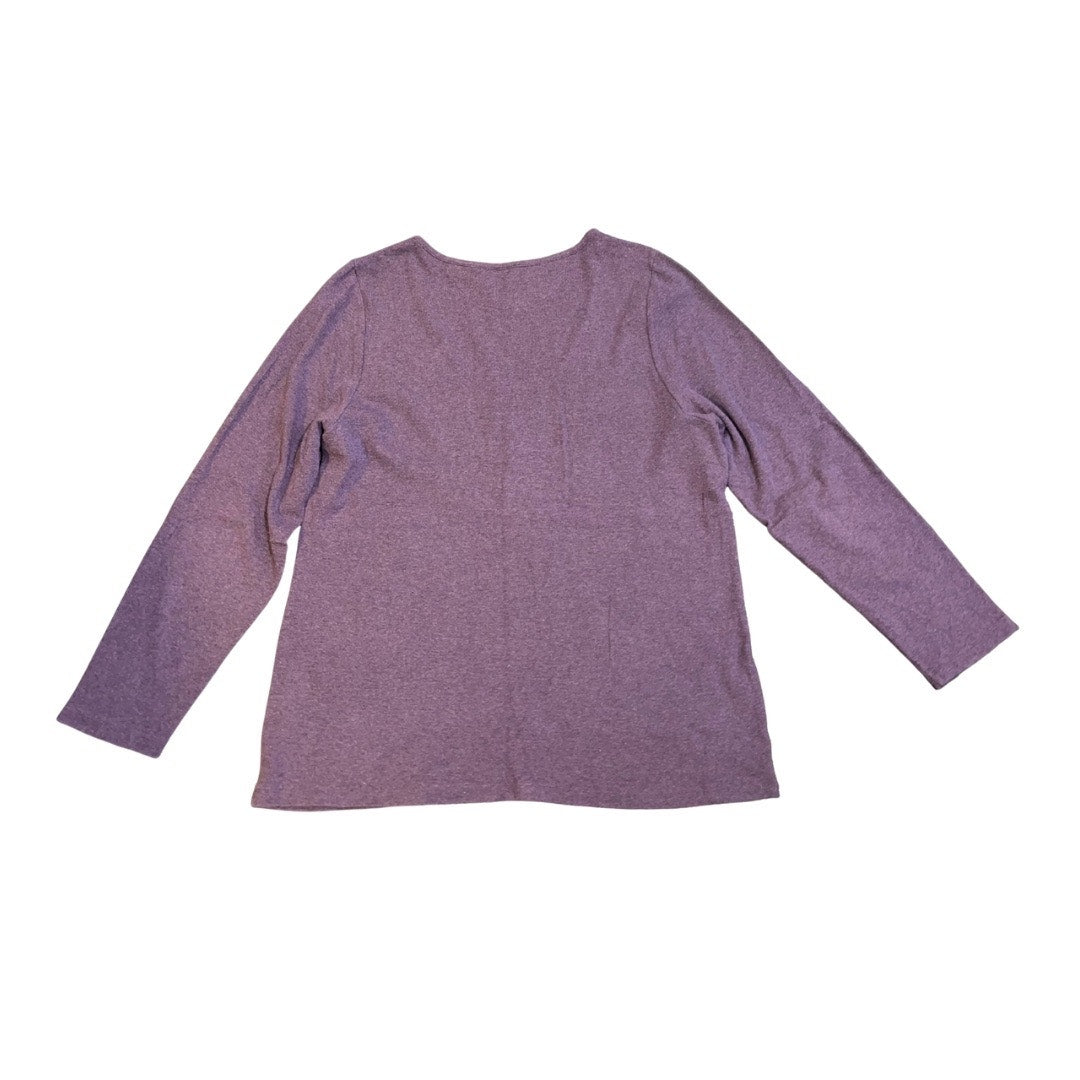 Soft Surroundings Embroidered Half Zip Ribbed Long Sleeve Blouse Plus 1X Boho