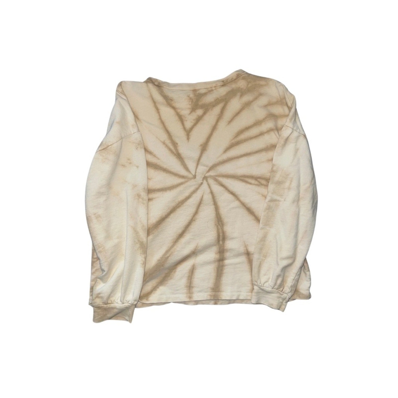 Brown and cream tone tie-dye long-sleeve light sweater top