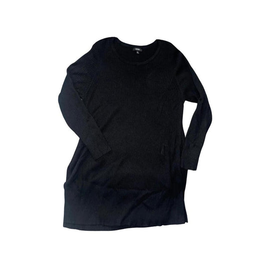 Black Alfani Ribbed long sleeve dress sides slits size 2X