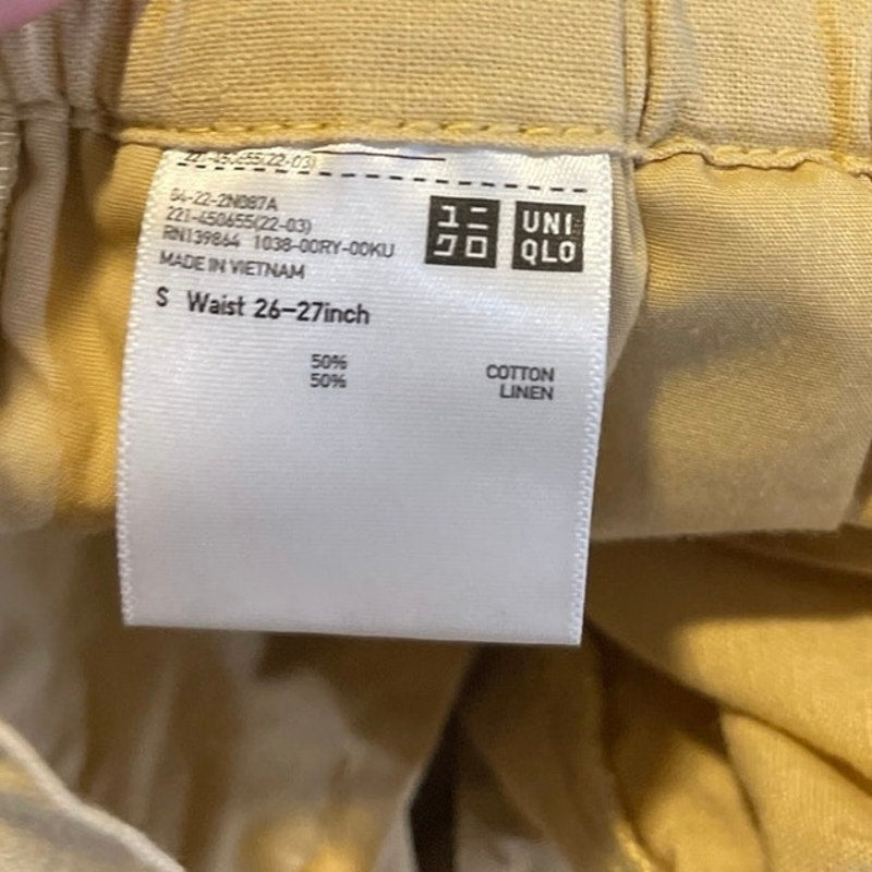 UNIQLO Linen Cotton Paperbag Elastic Pull on Shorts Size 26 Breezy Casual Resort