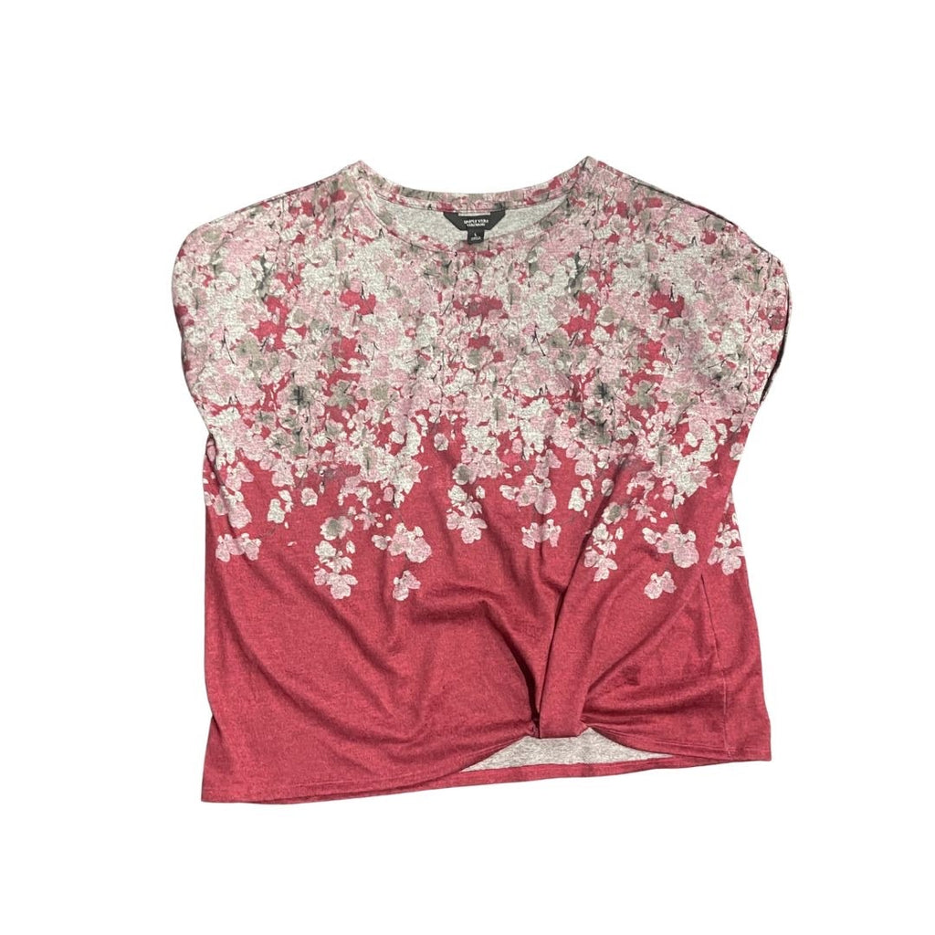 Simply Vera Vera Wang Floral Top Side Knot Blouse SZ Large Artsy Boho Botanical