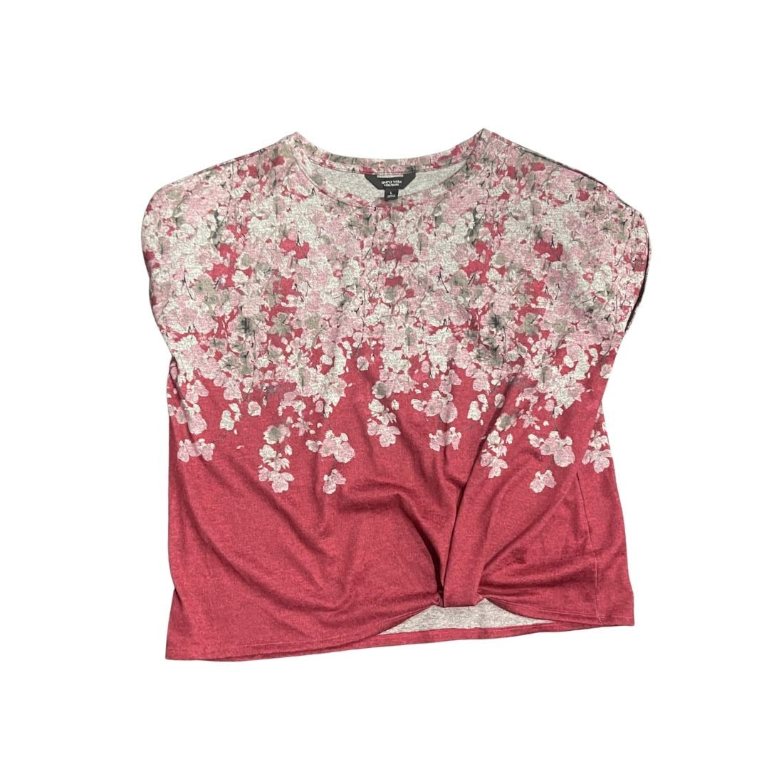 Simply Vera Vera Wang Floral Top Side Knot Blouse SZ Large Artsy Boho Botanical