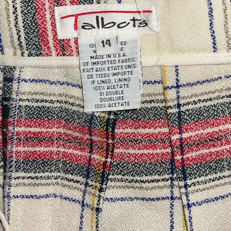 Talbots Vintage Plaid Pleated Mini Skirt Size 14