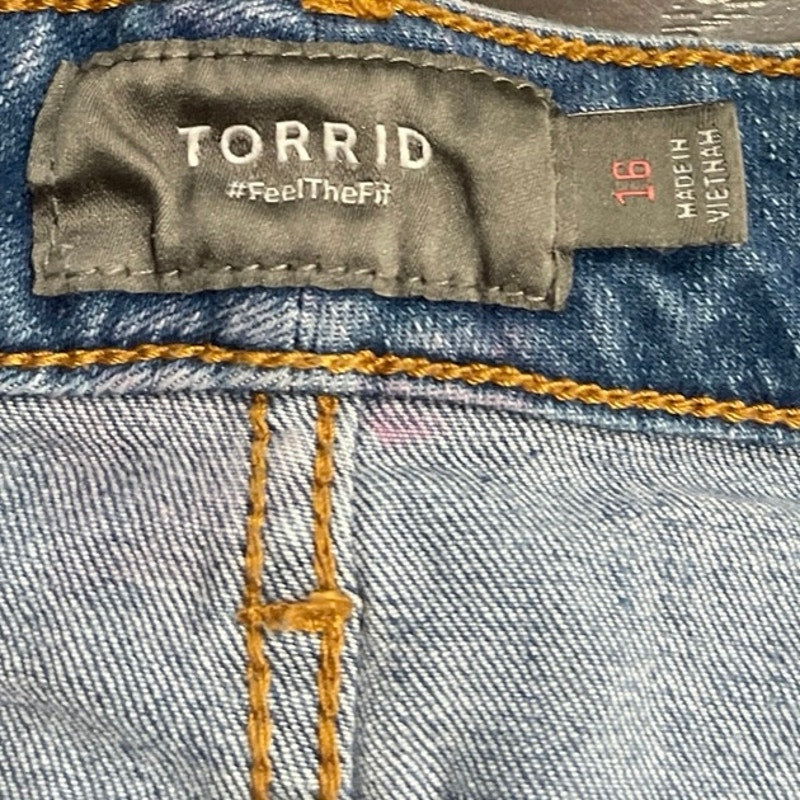 Torrid Button Front Denim Jean Pencil Skirt Size 16 Western Cowgirl Rodeo