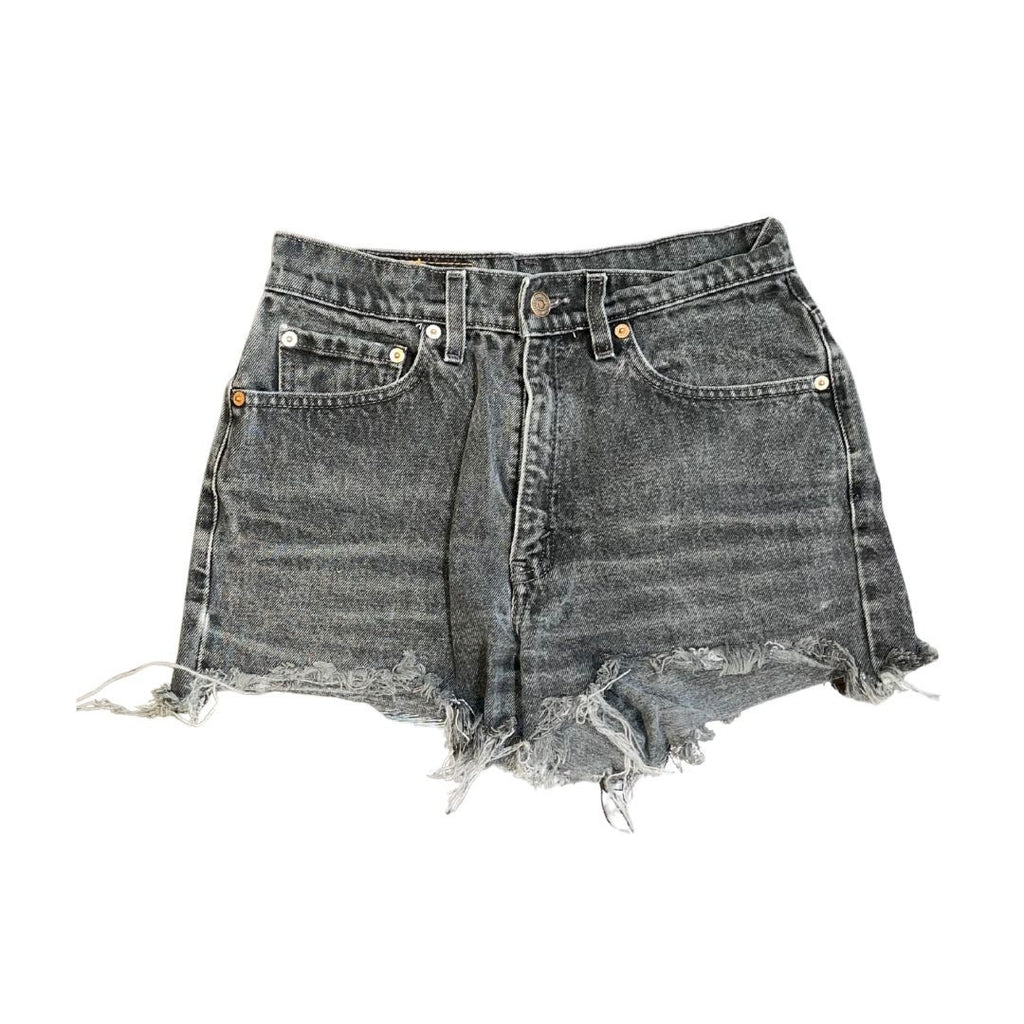 Levi's 512 High Rise Jean Denim Upcycle Shorts Cutoff Frayed Hem Distressed
