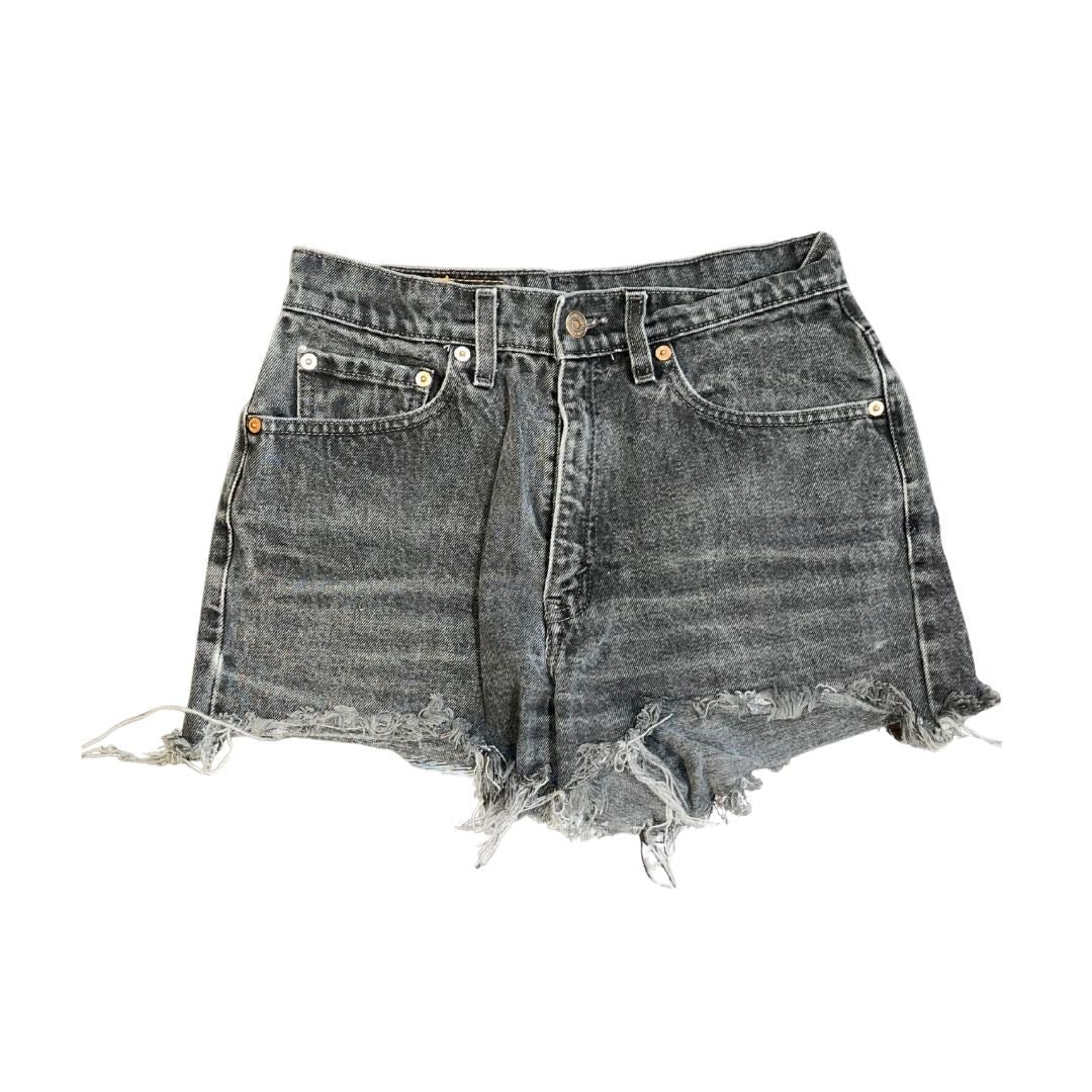 Levi's 512 High Rise Jean Denim Upcycle Shorts Cutoff Frayed Hem Distressed