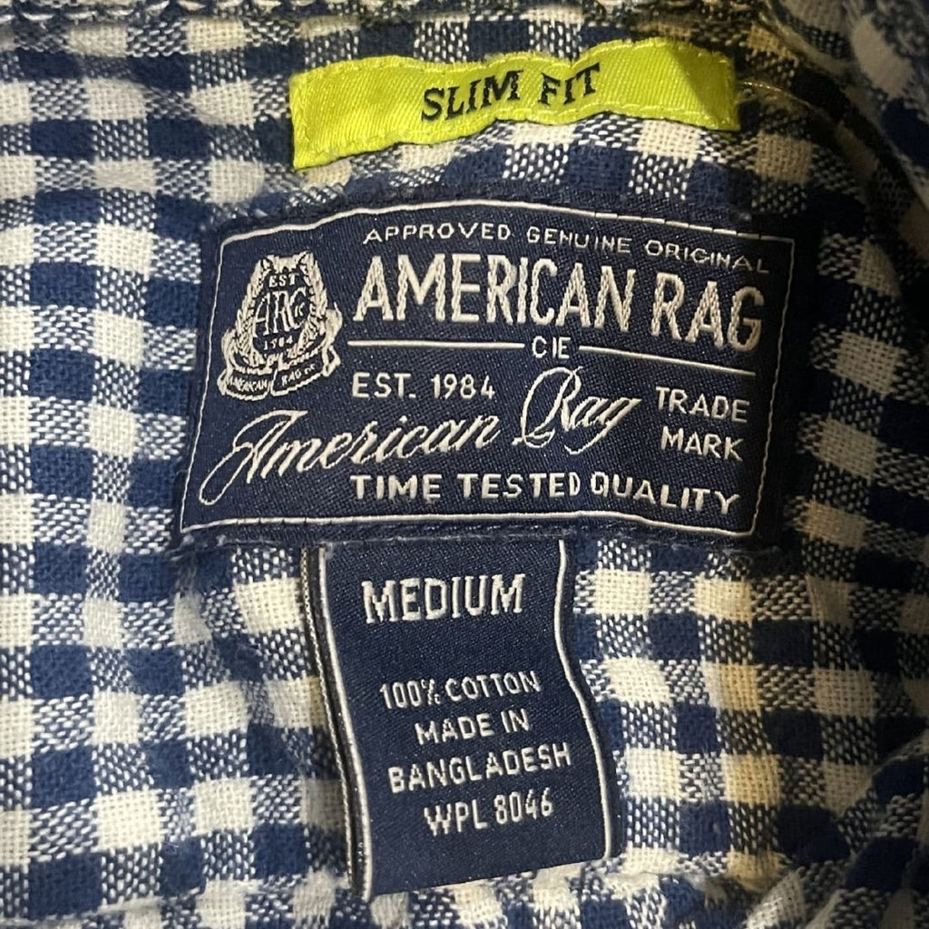 American Rag Slim Fit Gingham Plaid Long Sleeve Shirts SZ Medium Classic Casual
