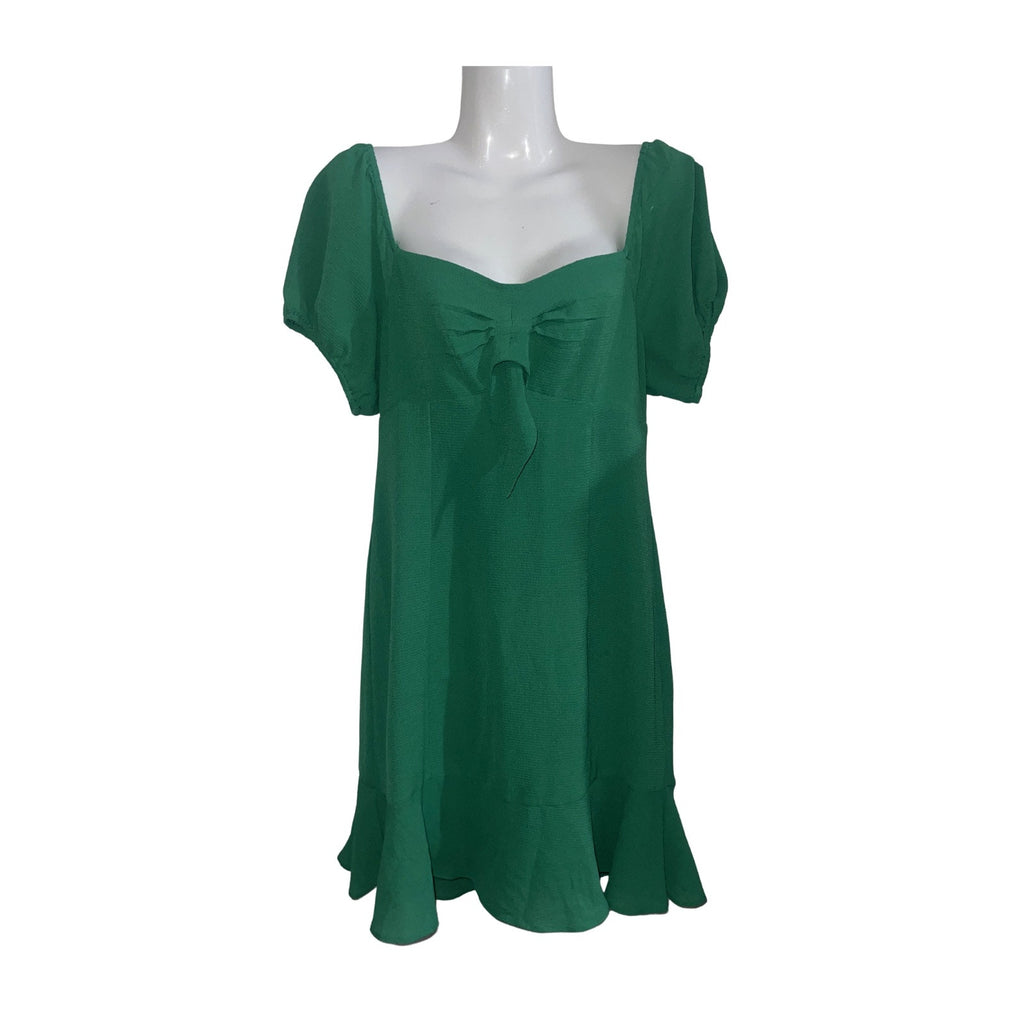 BCBGeneration Smoked Mini Dress Sweetheart Neckline Ruffle Hem NWT Fit & Flare