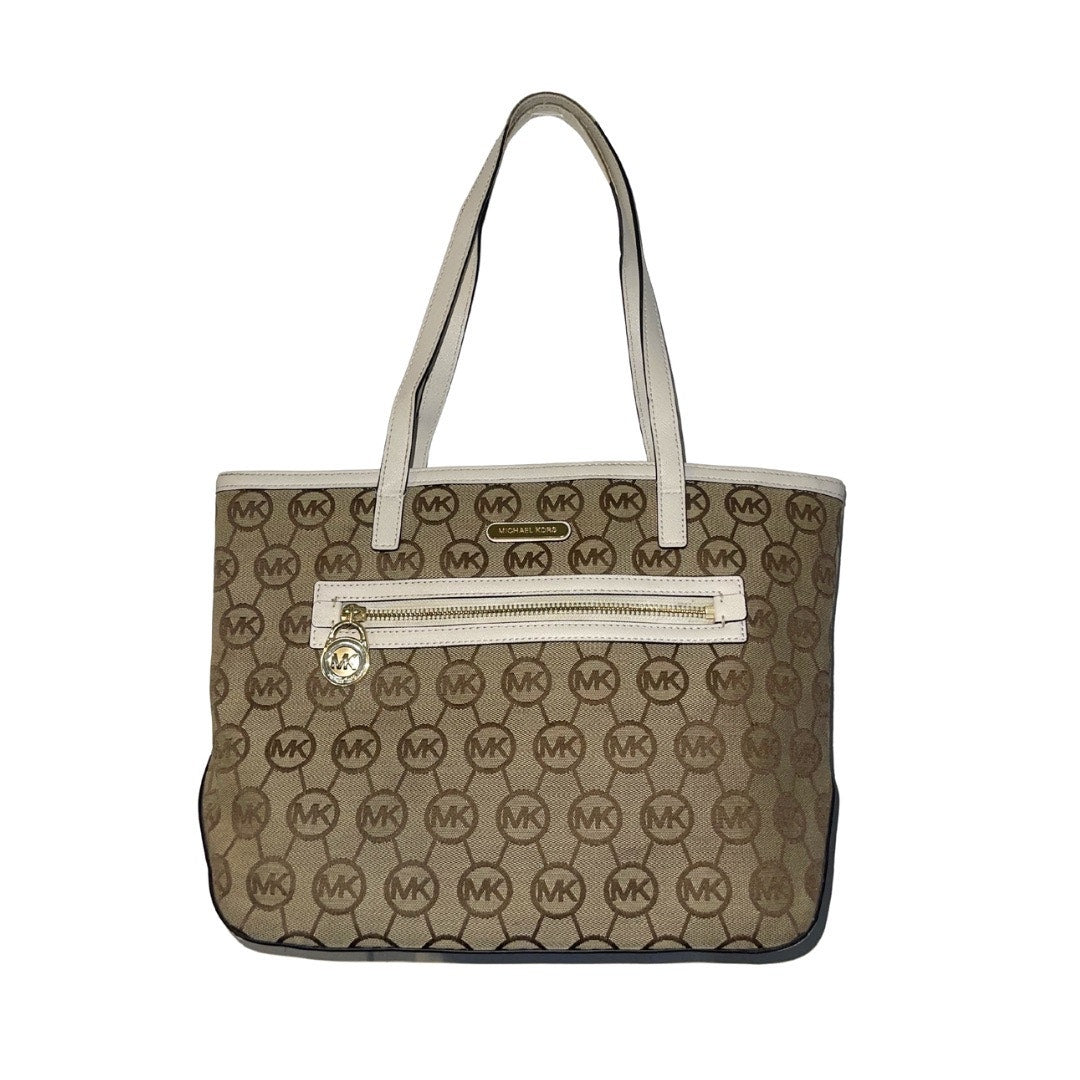 Michael Michael Kors Signature Logo Kempton Canvas Tote Bag Leather Trim