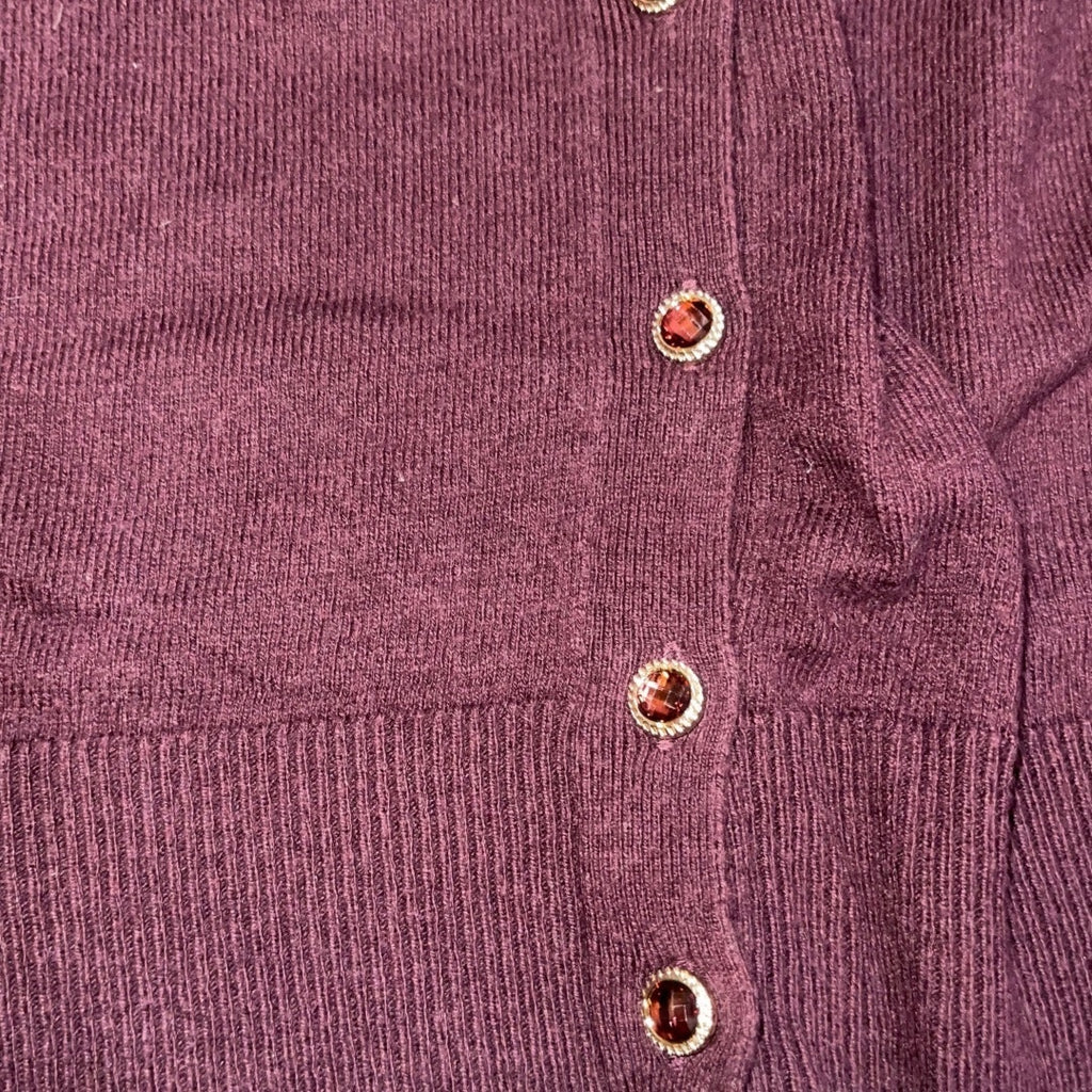 7th Avenue Burgundy Cardigan Sweater Size Medium Garnett Buttons Fall Holiday