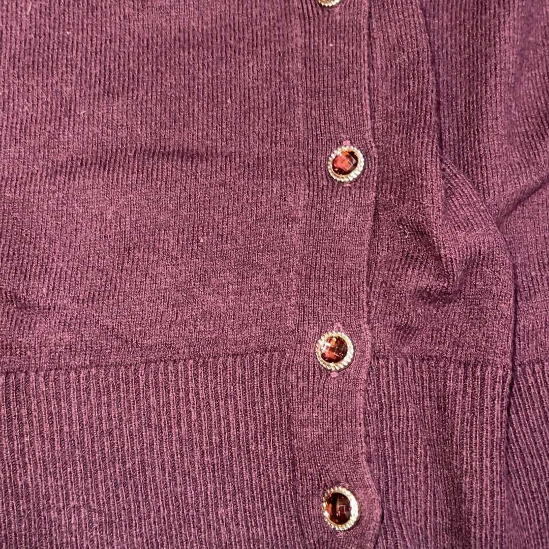 7th Avenue Burgundy Cardigan Sweater Size Medium Garnett Buttons Fall Holiday