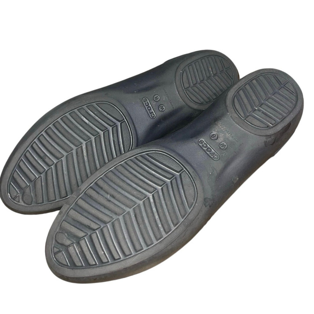 Iconic Crocs Laura Ballet Flats Black Size 8 Comfort Ballerina Slip on Rubber