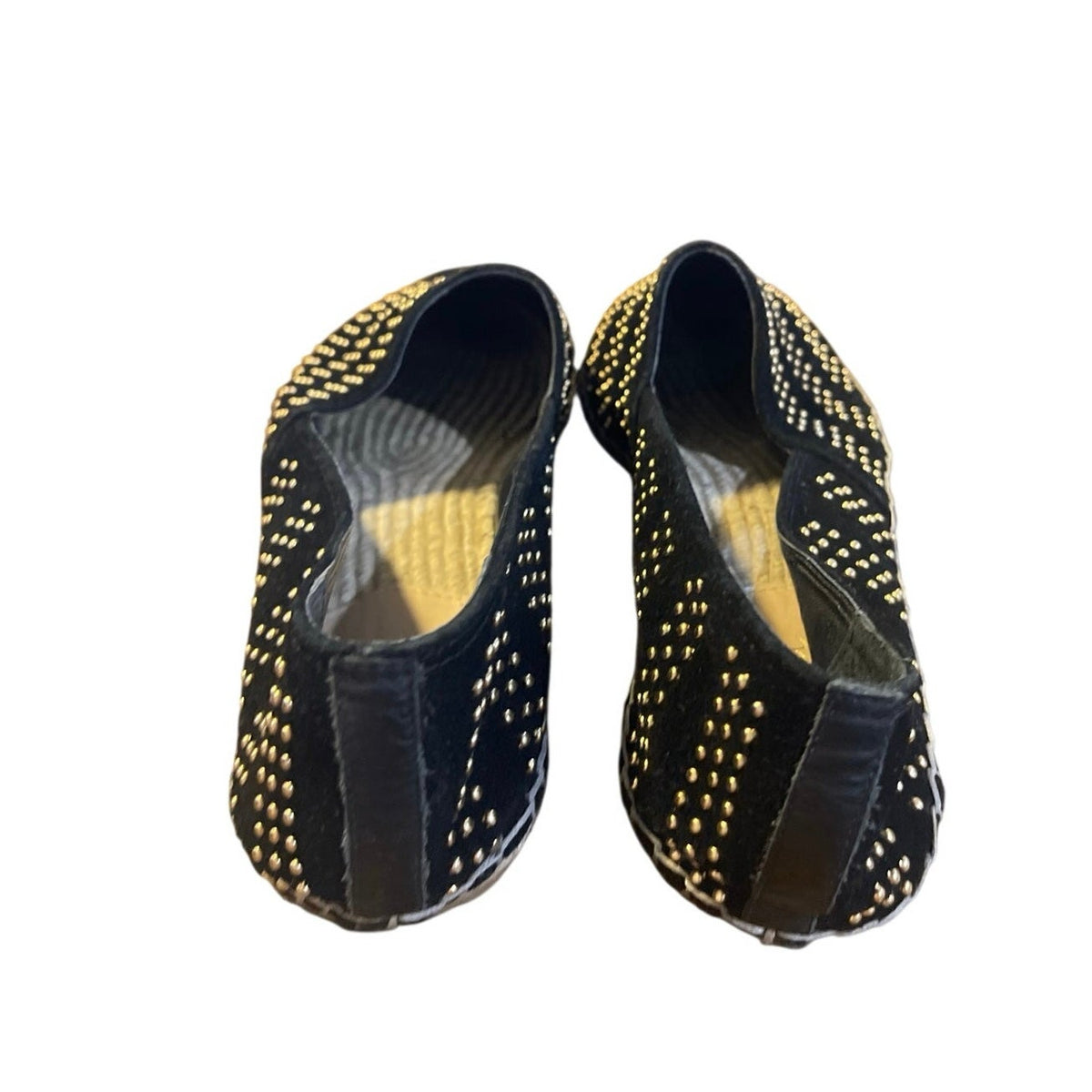 Loeffler Randall Mara Gold Studded Suede Espadrille Flats SZ 7.5 Edgy Boho