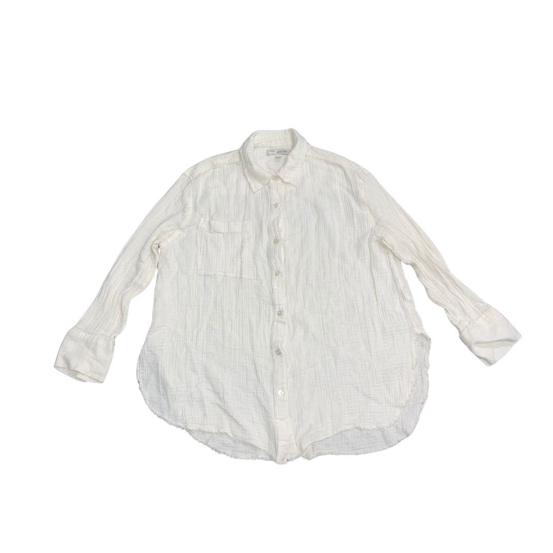 Urban Outfitters Cotton Guaze Raw Hem Button Down Long Sleeve Shirt SZ Large