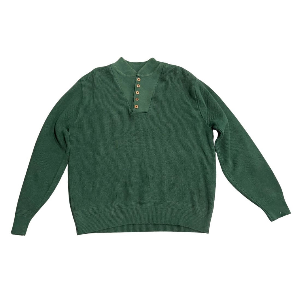 Land's End Mens Vintage Pullover Knit Cotton Hensley Sweater Medium 90s USA Made