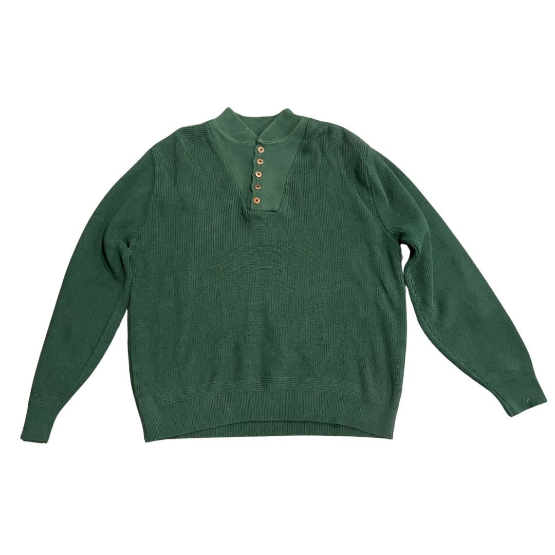 Land's End Mens Vintage Pullover Knit Cotton Hensley Sweater Medium 90s USA Made