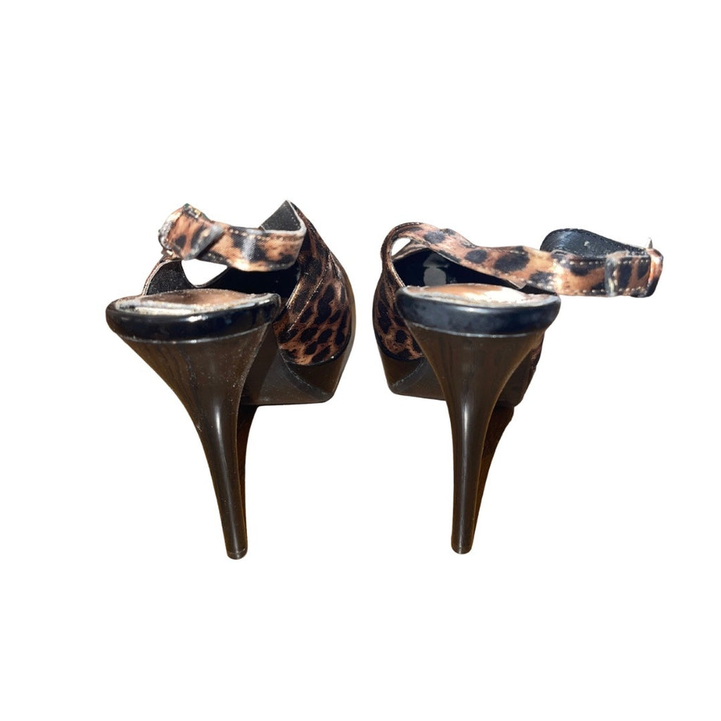 Bamboo Margarita Leopard Cheetah Slingback Heel Platform Pumps Size 6 Stiletto