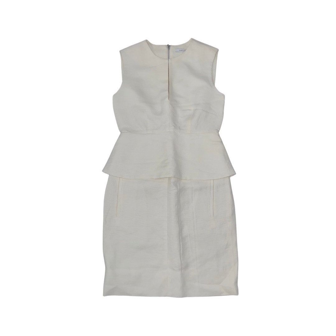Diane Von Furstenberg Delian Dress Linen Blend Sleeveless V-Neck Size 0 Career