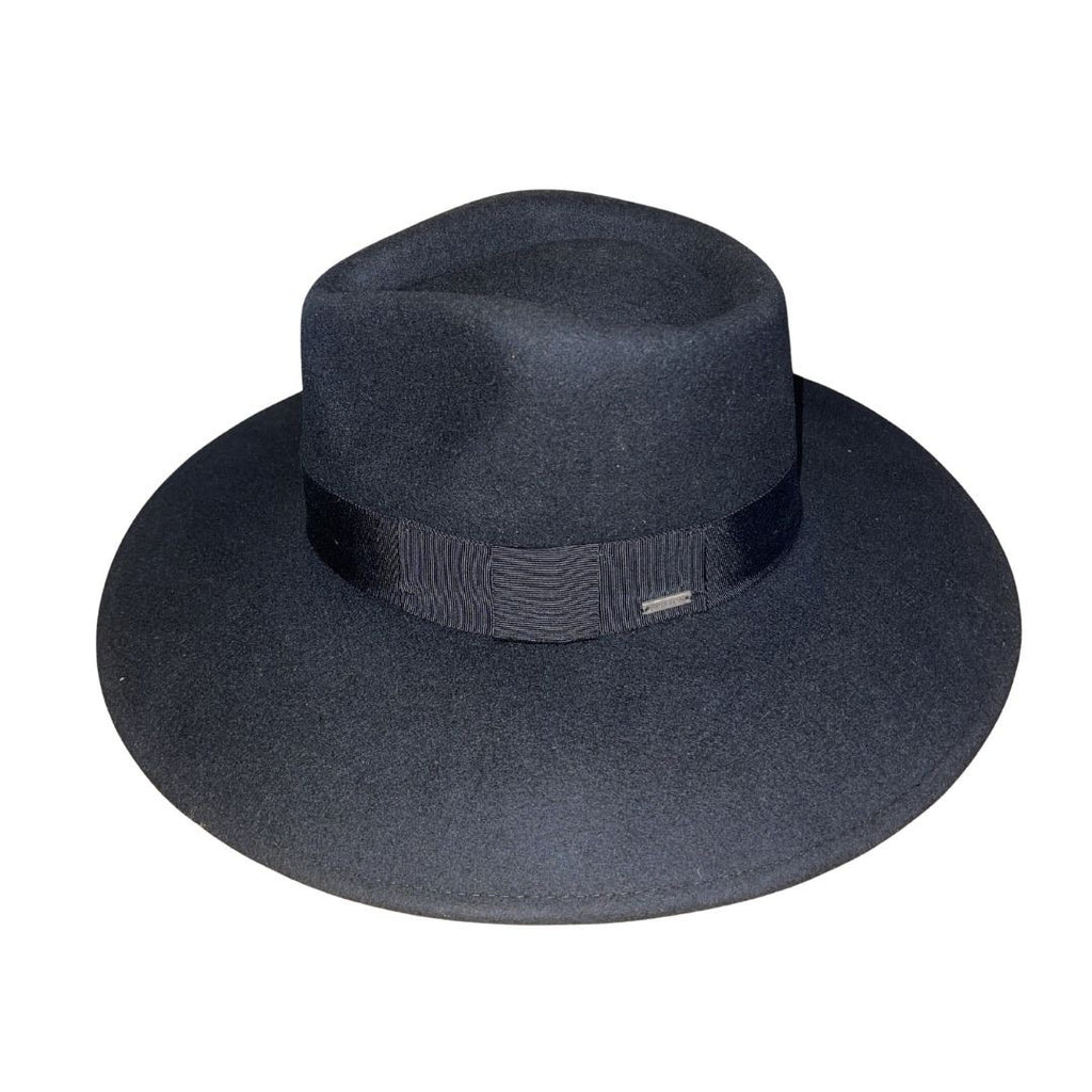 Brixton Joanna Black Felt Fedora Hat Ribbon Band NWT SZ Medium Australian Wool