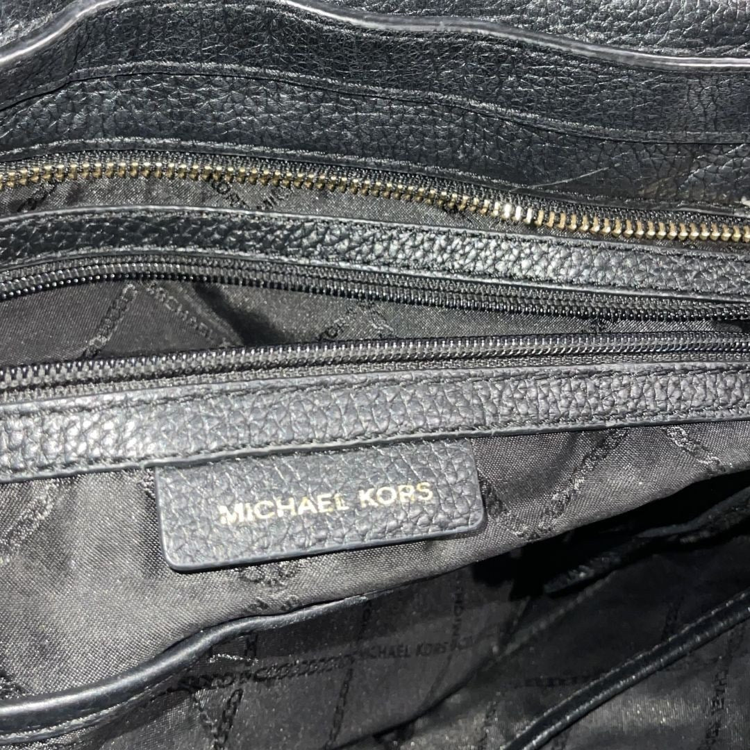 Michael Kors Aria Large Tote Black Pebbled Leather Bag Minimalist Classic