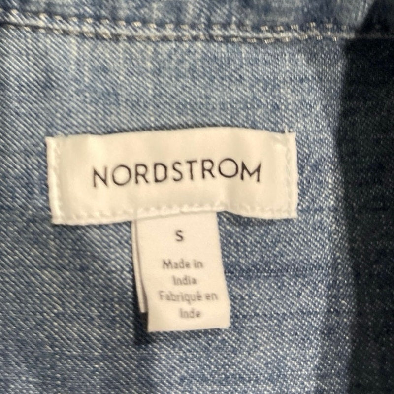 Nordstrom Denim Jean Long Sleeve Button Shirt SZ S Utility Western Chambray