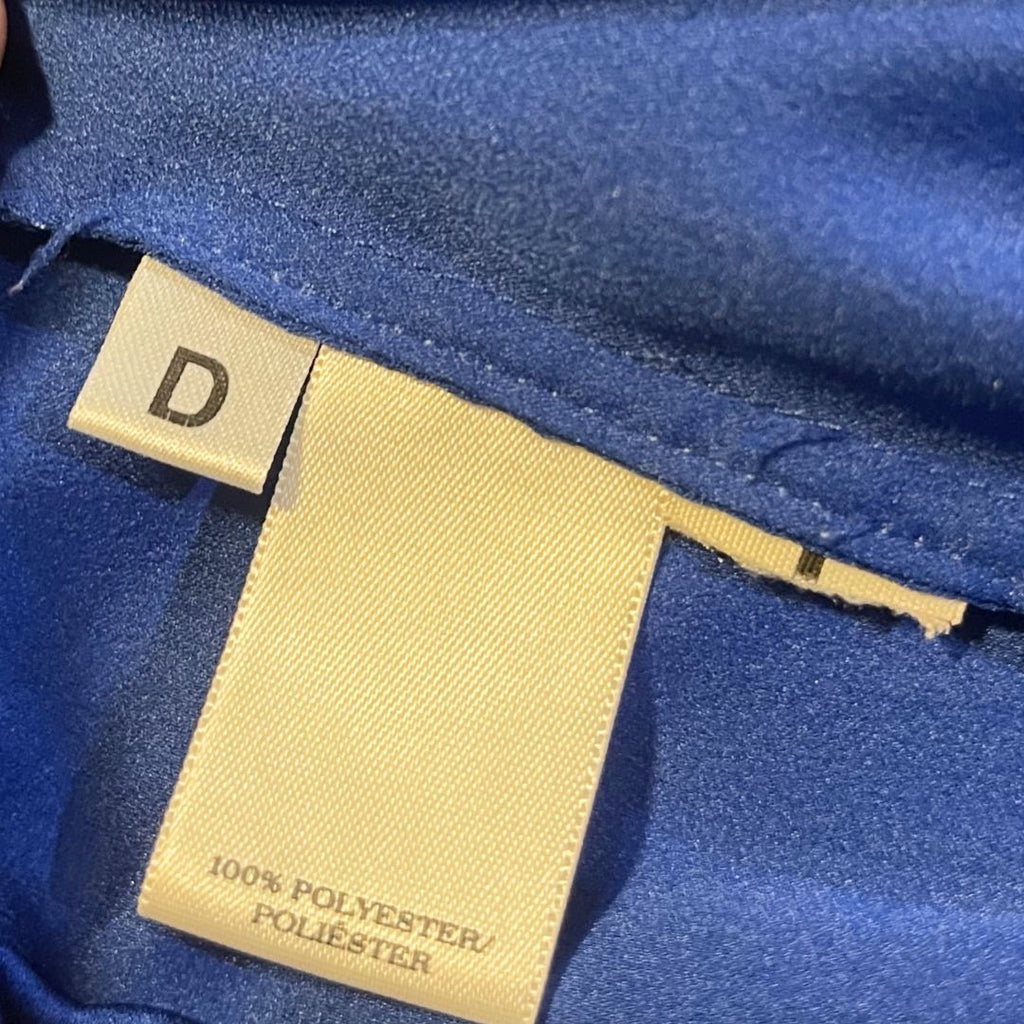 Ann Taylor Blue Sleeveless Button Blouse Chest Pocket size Small Career Preppy