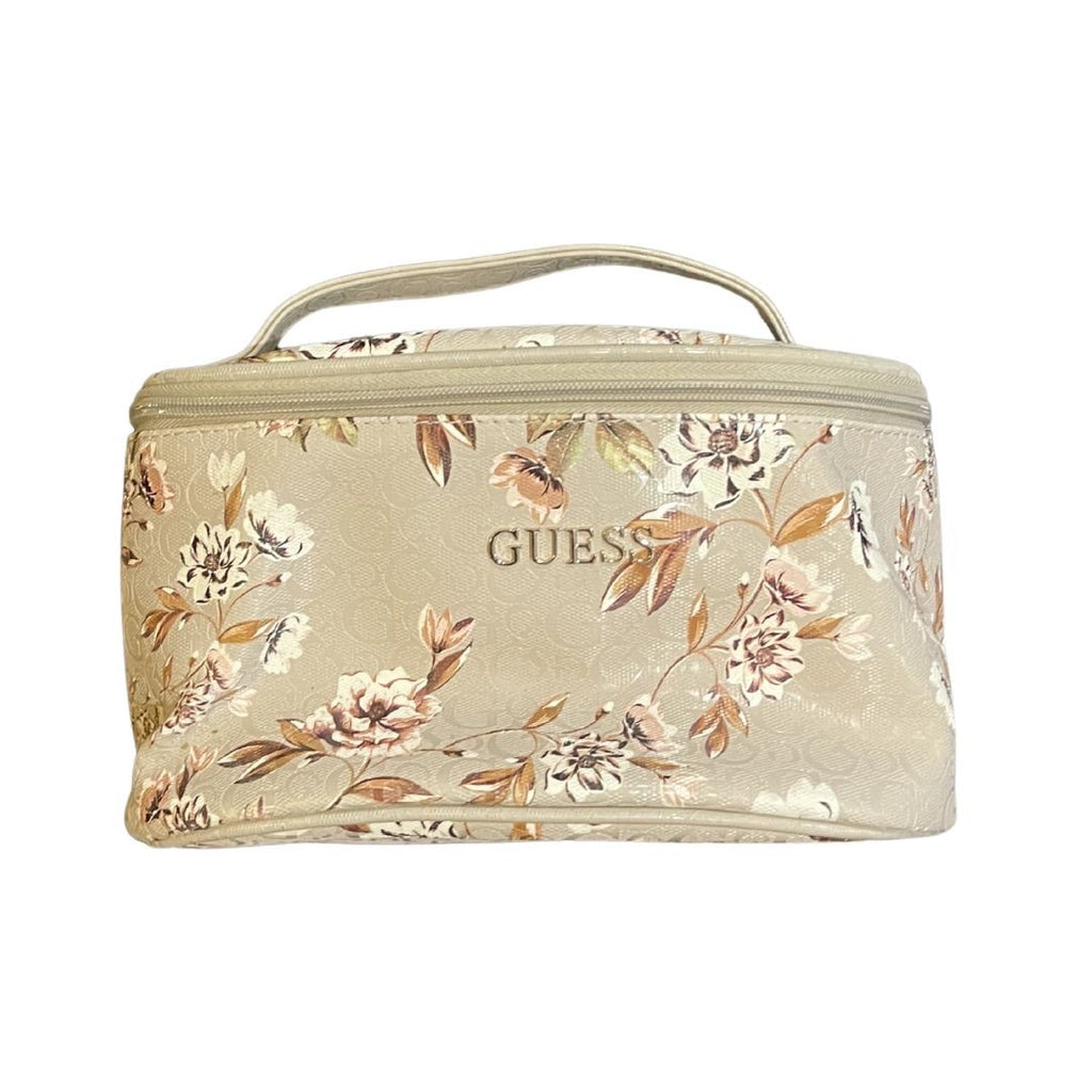 Guess Floral Travel Cosmetic Makeup Bag Zip Around Top Handle Bohemian Botanical