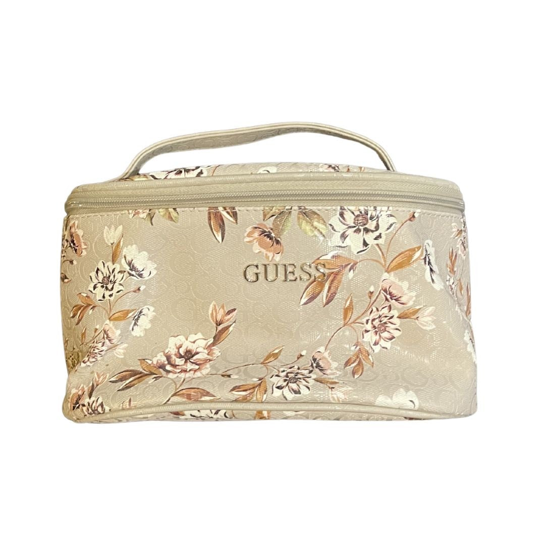 Guess Floral Travel Cosmetic Makeup Bag Zip Around Top Handle Bohemian Botanical