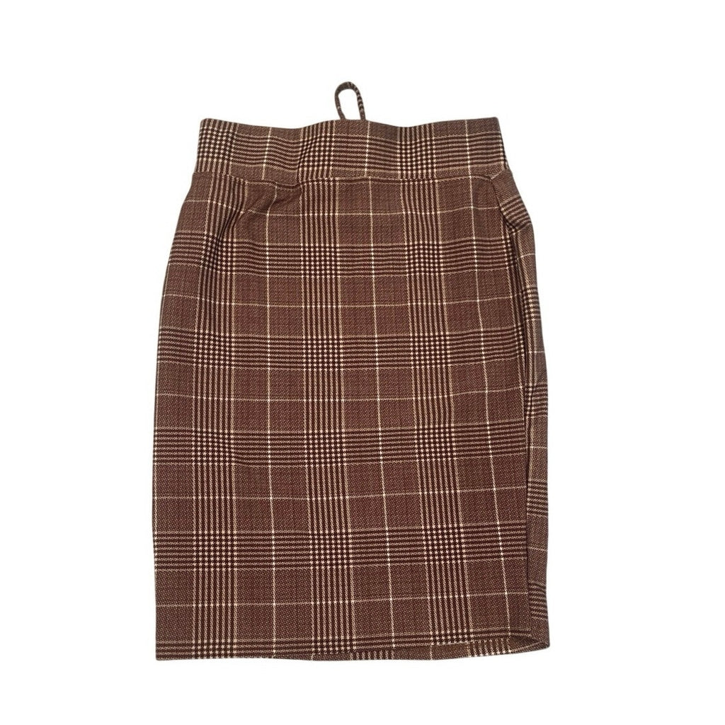 Classic Concepts Los Angeles Brown Plaid Pencil Skirt School L Academia Preppy