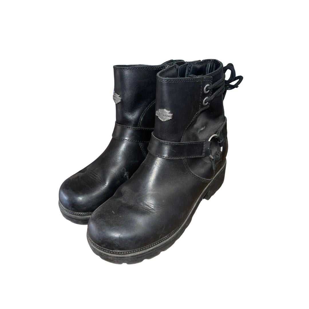 Women's Harley Davidson Tegan 5" Black Lace Harness Riding Boot Motorcycle Size 9