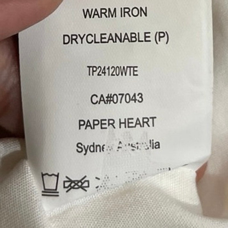 Paper Heart White Linen Blend Button Front Vest SZ S Breezy Relaxed Artsy