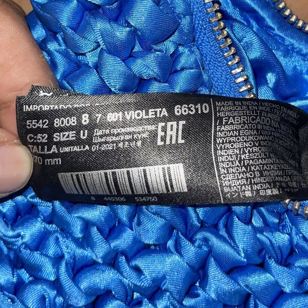 Violeta Mango Royal Blue Woven Weaving Hobo Shoulder Bag Artsy Y2K Bohemian Chic