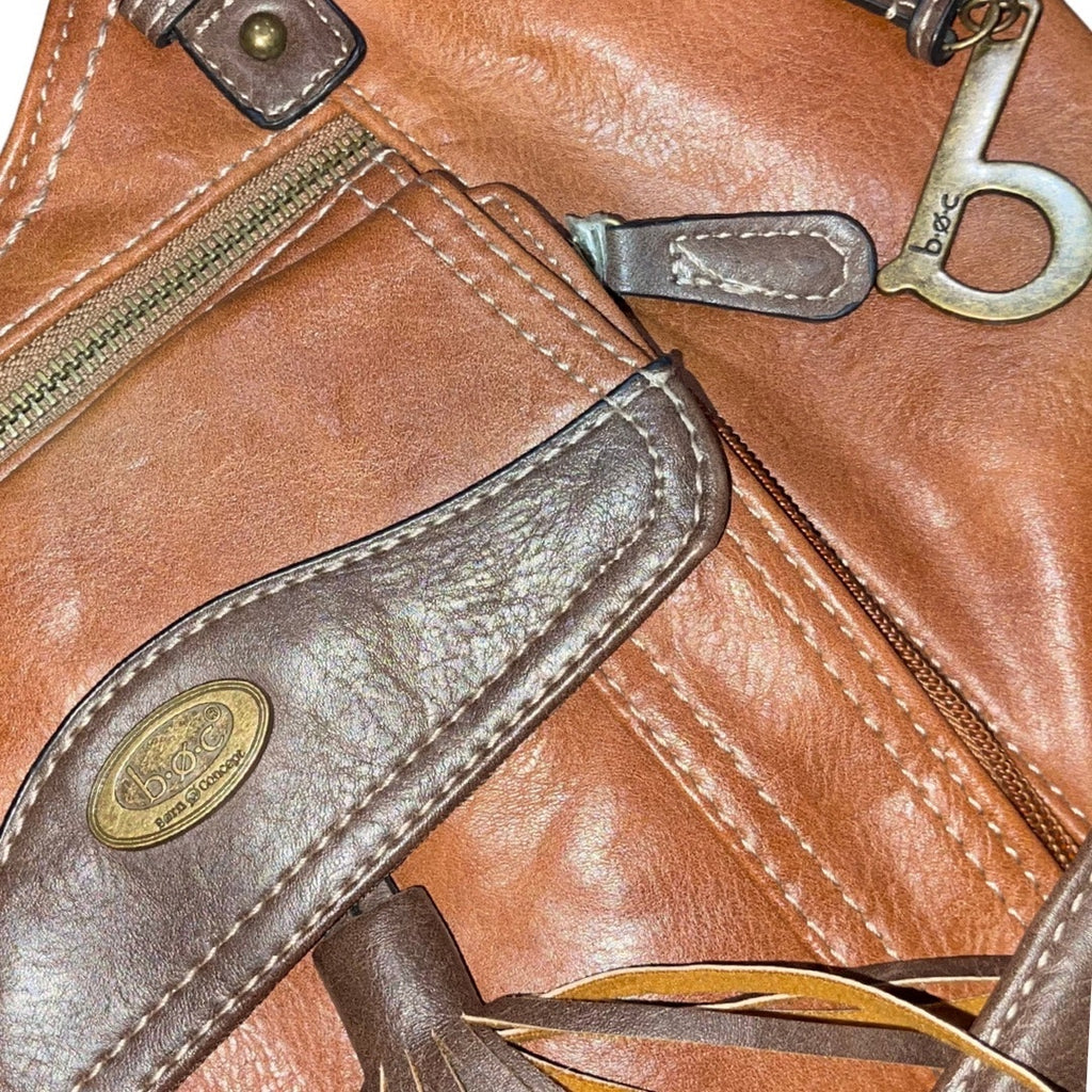 BOC Born Concepts Brown Faux Leather Handbag Tassel Western Purse Cowgirl