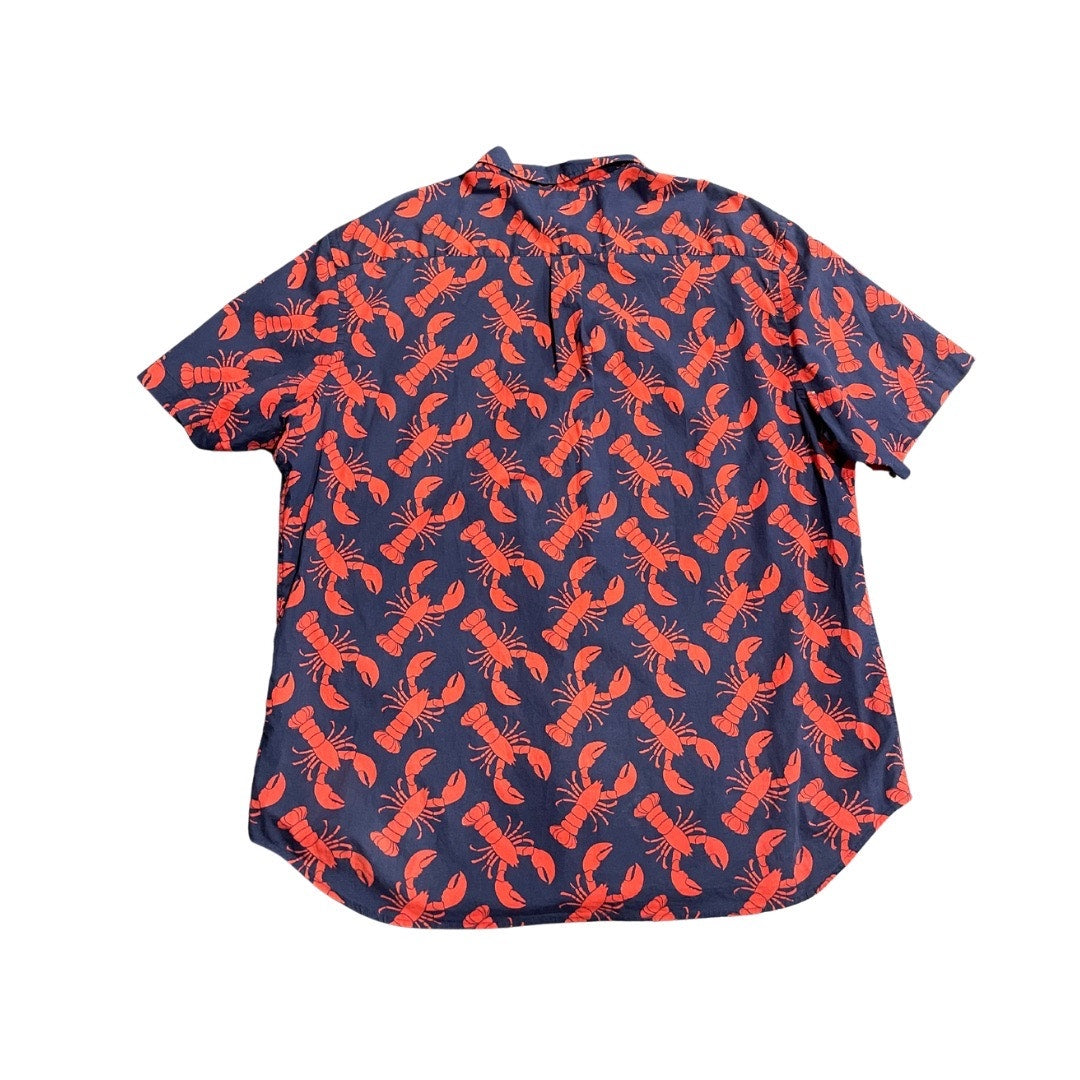 Old Navy Novelty Lobster Short Sleeve Slim Fit Shirt XXL Nautical Beach Vacation