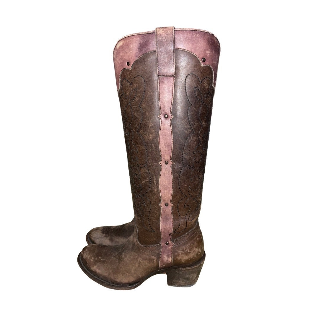 Corral Knee High Round Toe Cowboy Boots Western Distressed Leather Size 7 NWT