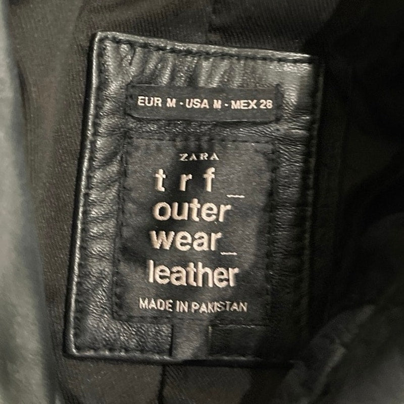 ZARA Trafaluc Outerwear Classic Black Leather Cropped Moto Biker Jacket SZ M