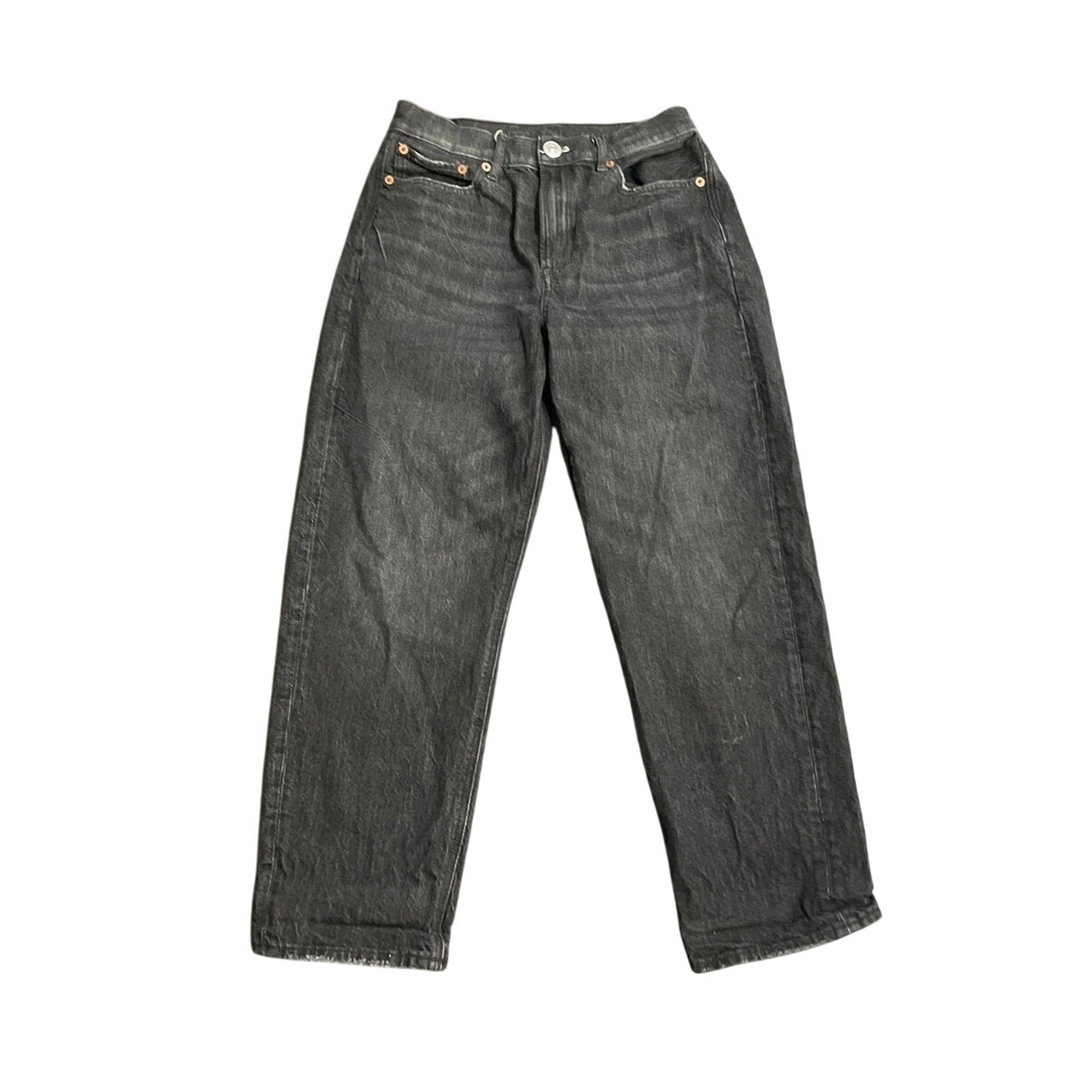 American Eagle Outfitters High Waisted Jeans 2 Short Relaxed Straight Leg Baggy