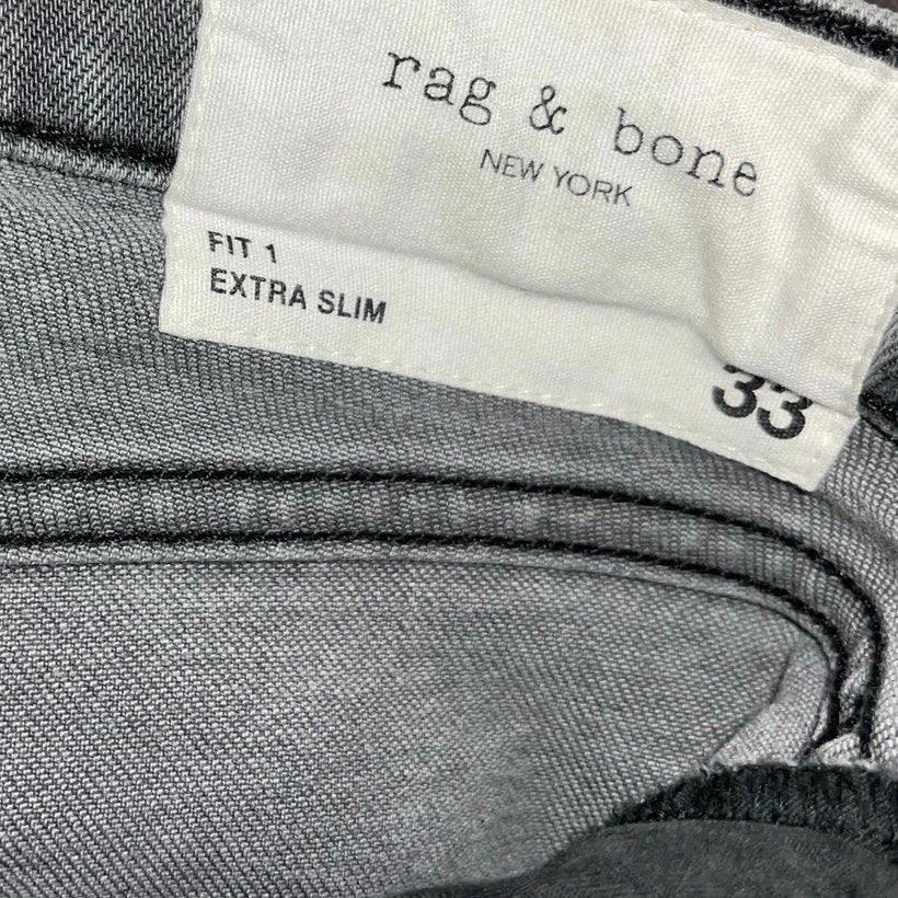 Rag & Bone Men's Fit 1 Extra Slim Button Fly Greyson Jeans Size 33 Punk Grunge