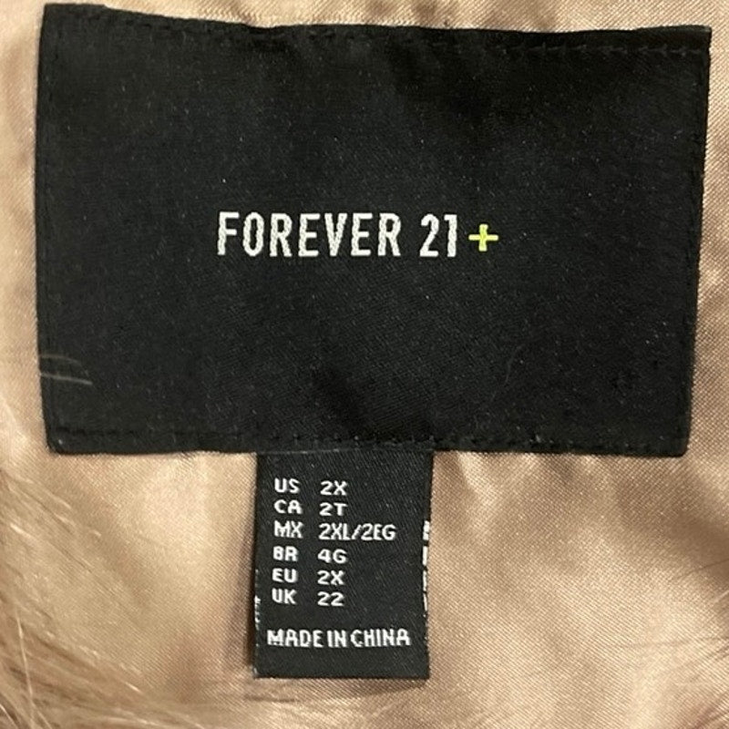 Forever 21 Cropped Boxy Faux Fur Open Front Jacket SZ 2X Shaggy Plush Fluffy