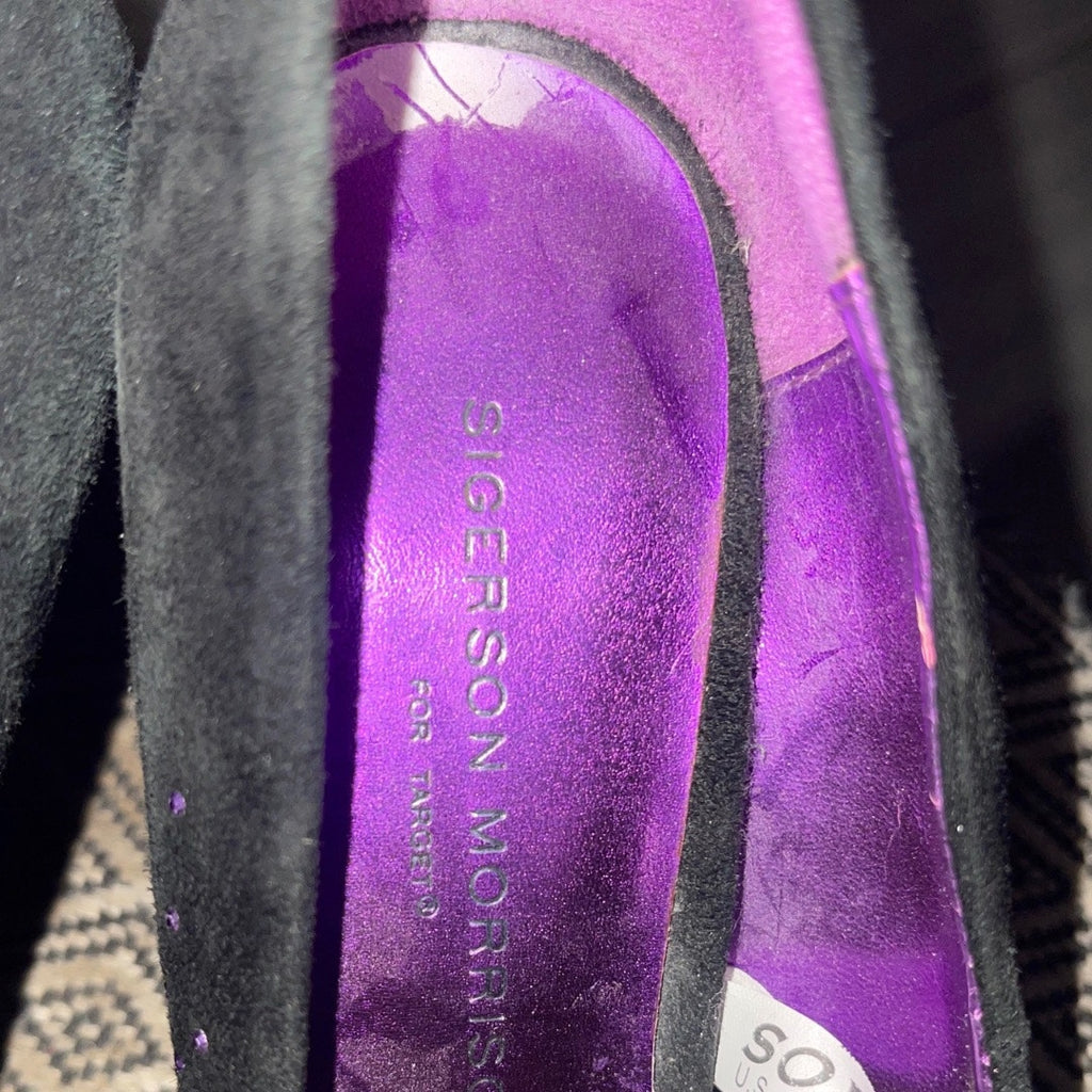 Sigerson Morrison for Target Heels Shoes suede like black purple sequin peep toe prom