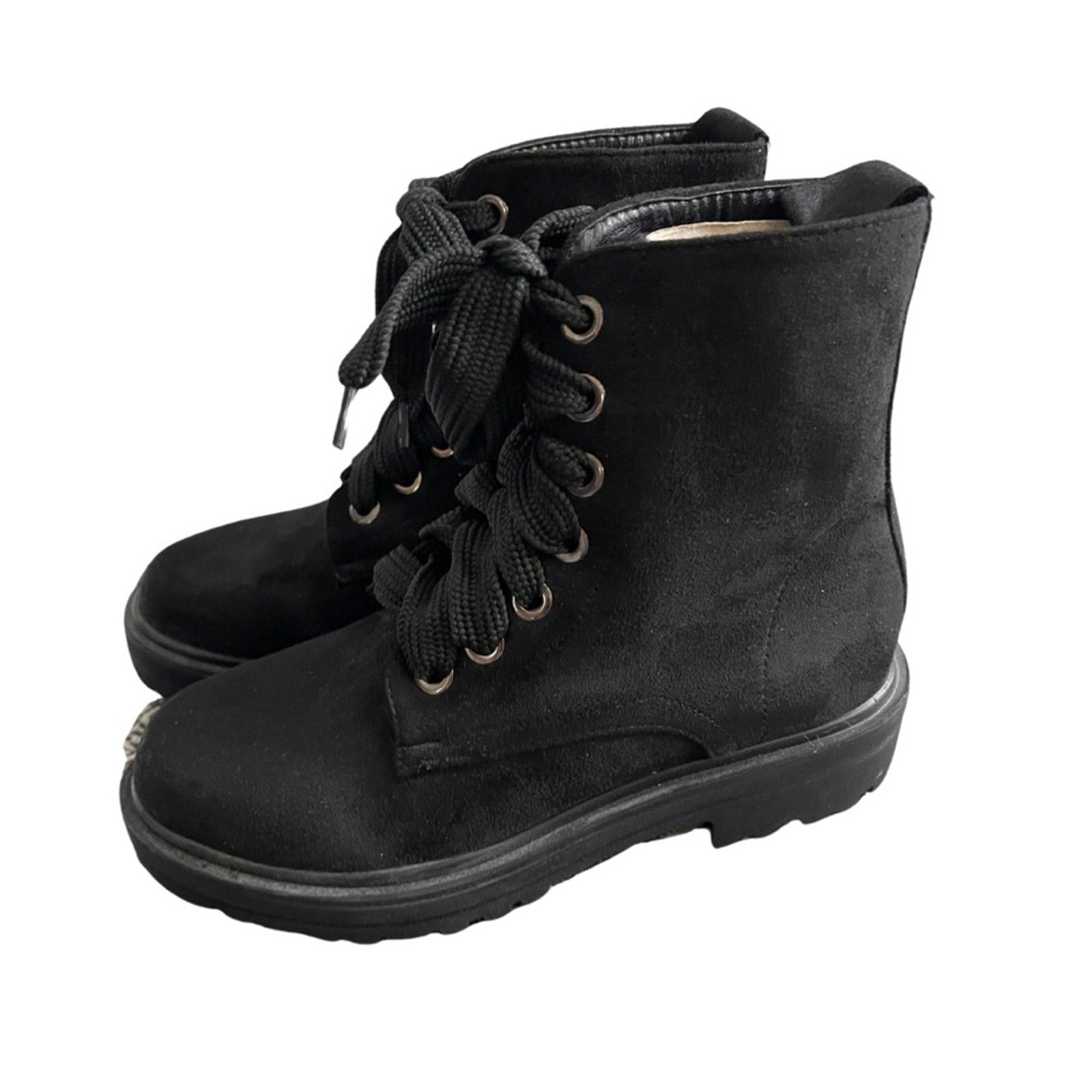 Combat Lace up Boots Faux Suede