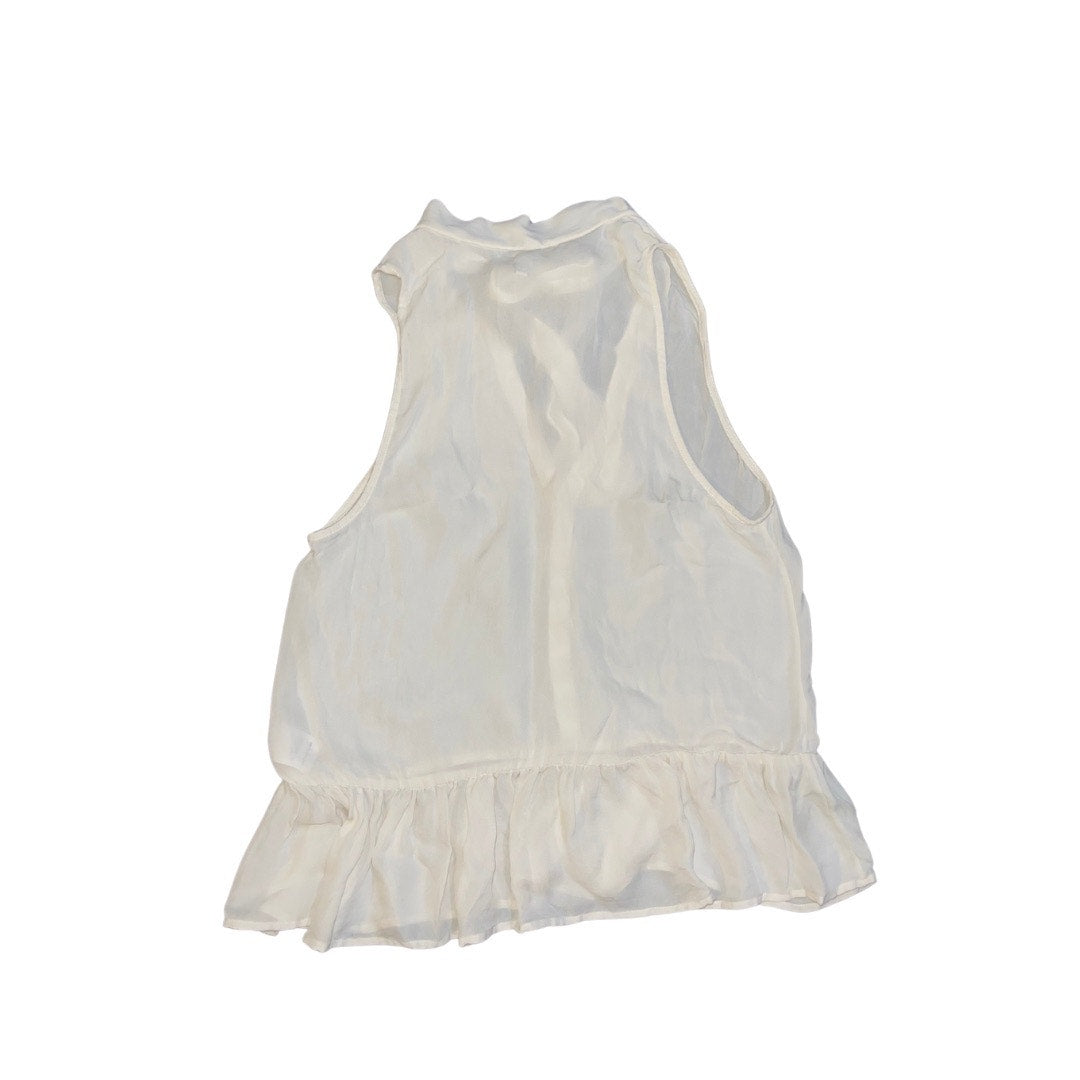 Joie Ivory Silk Tiered Tie Neck Sleeveless Blouse Size Small Classy Career