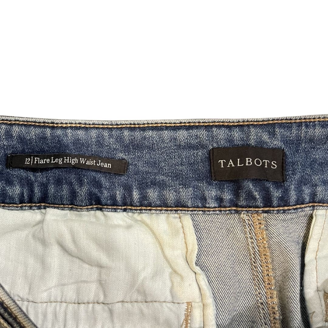 Talbots Flare Leg High Waisted Denim Jeans Size 12 NWT Melody Wash Streetwear