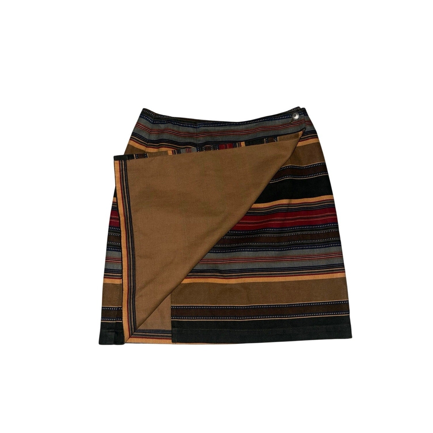 Jones New York Striped Cotton Southwestern Style Wrap Skirt Boho Size 8