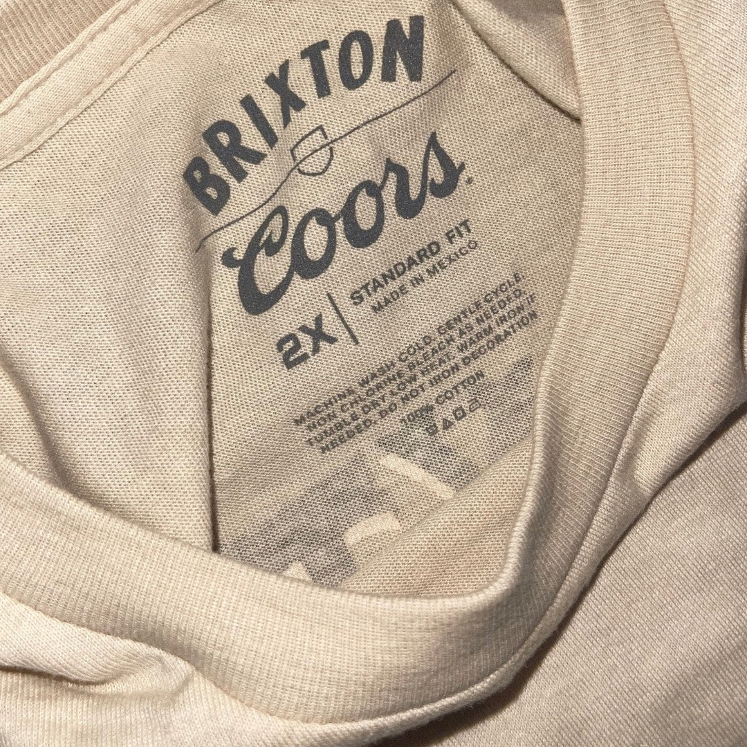 Brixton Coors Omaha T-shirt Tan 100% Cotton Western Cowboy Size 2XL NWT