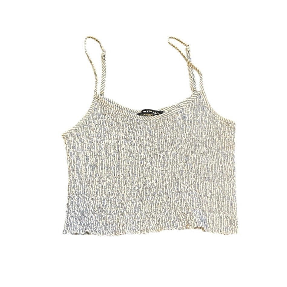 Brandy Melville Izzy Smoked Tank Top Y2K Spaghetti Straps Flirty Girly Nautical