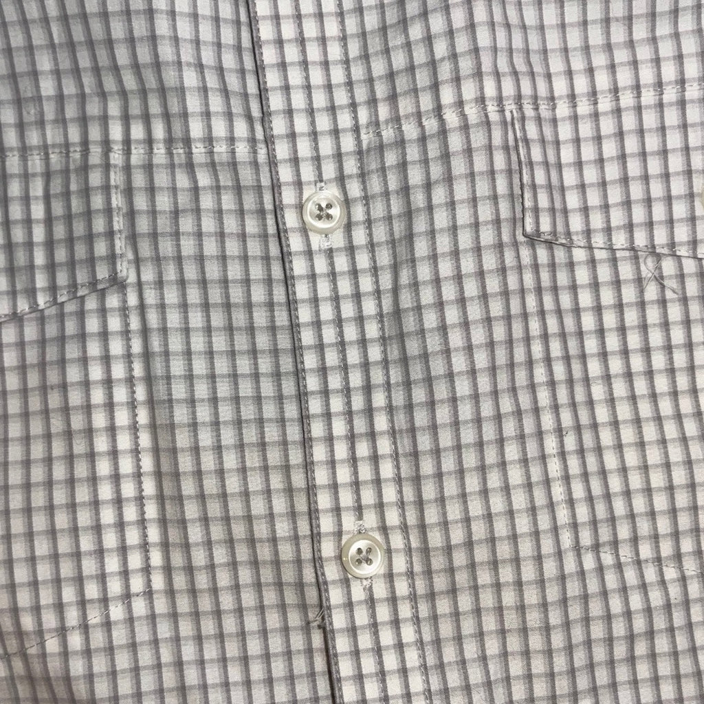 INC International Concepts Long Sleeve Dress Shirt Large Grey White Checkered