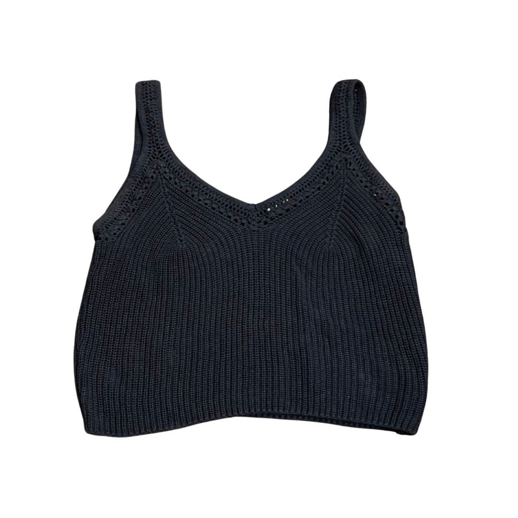 Abercrombie & Fitch V-Necke Pointelle Knit Sweater Tank SZ Medium Boho Chic Y2K